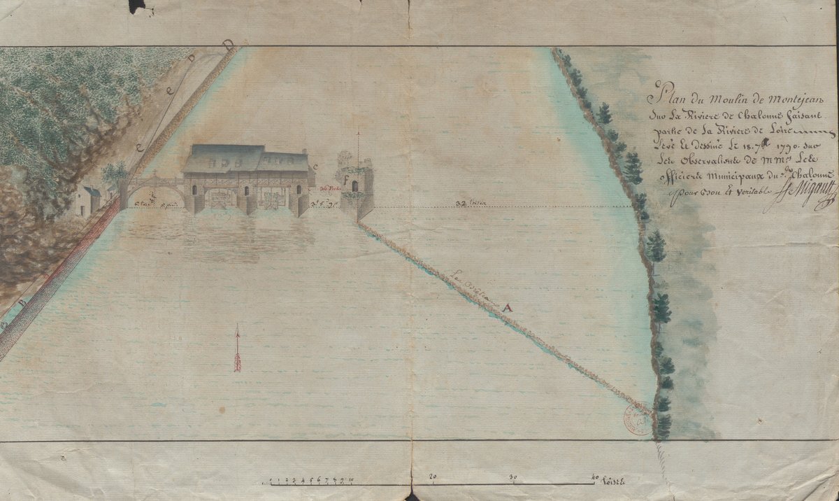 Plan Moulin à eau de Montjean, archives départementales du Maine et Loire